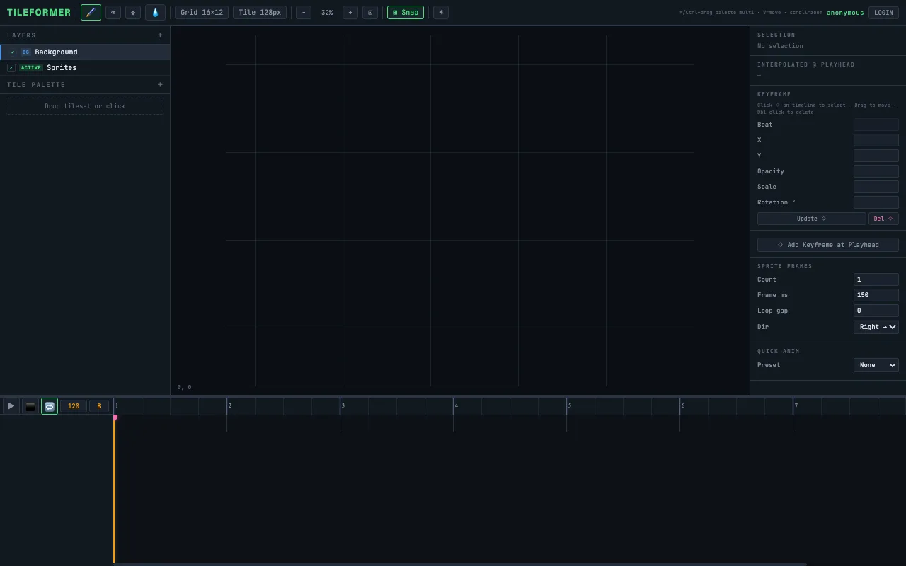 Tileformer — tile and keyframe sequencer canvas